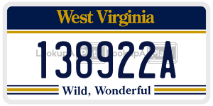 138922A  license plate in WV