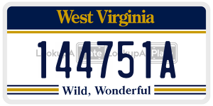 144751A  license plate in WV