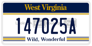 147025A  license plate in WV