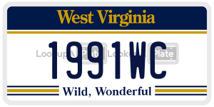1991WC  license plate in WV