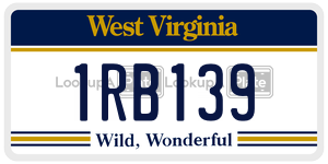 1RB139  license plate in WV
