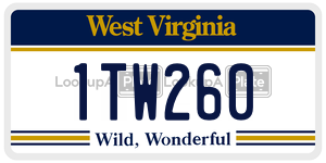 1TW260  license plate in WV