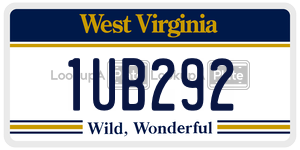 1UB292 license plate in West Virginia