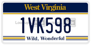 1VK598  license plate in WV