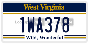 1WA378  license plate in WV