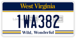 1WA382  license plate in WV