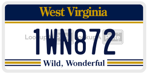 1WN872  license plate in WV