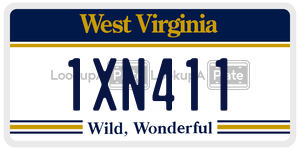 1XN411  license plate in WV