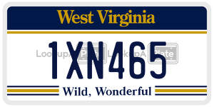 1XN465 license plate in West Virginia