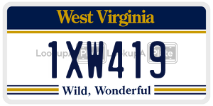 1XW419  license plate in WV