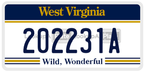 202231A  license plate in WV