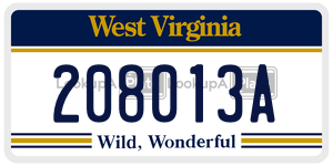 208013A  license plate in WV
