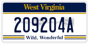 209204A  license plate in WV