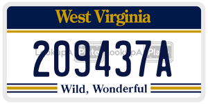 209437A  license plate in WV