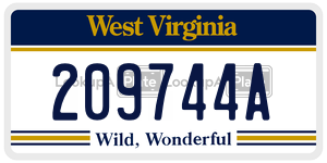 209744A  license plate in WV