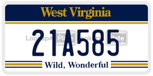 21A585  license plate in WV