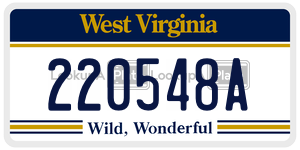 220548A  license plate in WV