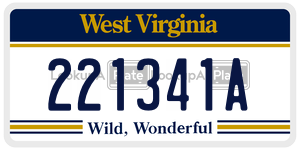 221341A license plate in West Virginia