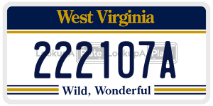 222107A  license plate in WV