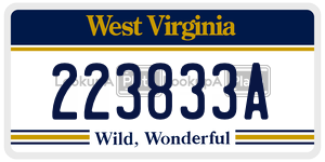 223833A  license plate in WV
