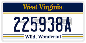 225938A  license plate in WV