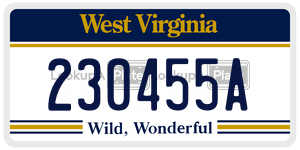 230455A  license plate in WV