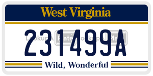 231499A  license plate in WV