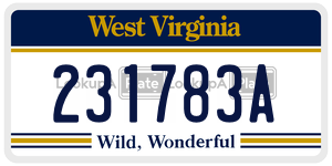 231783A  license plate in WV
