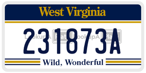 231873A  license plate in WV
