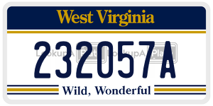232057A  license plate in WV