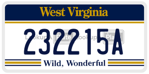 232215A  license plate in WV