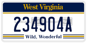 234904A  license plate in WV