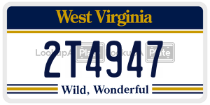 2T4947  license plate in WV