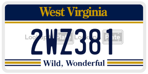2WZ381  license plate in WV