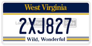 2XJ827  license plate in WV
