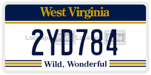 2YD784  license plate in WV