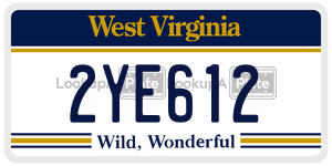 2YE612  license plate in WV