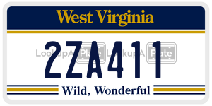 2ZA411  license plate in WV