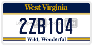 2ZB104  license plate in WV