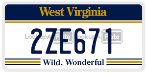2ZE671 license plate in West Virginia