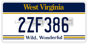 2ZF386  license plate in WV