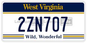 2ZN707  license plate in WV