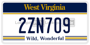 2ZN709  license plate in WV
