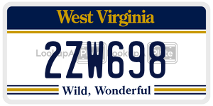 2ZW698  license plate in WV