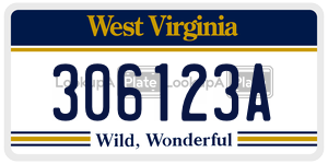 306123A  license plate in WV