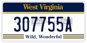 307755A  license plate in WV