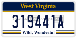319441A  license plate in WV
