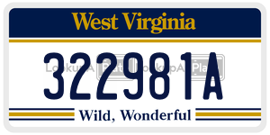 322981A  license plate in WV