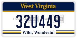 32U449  license plate in WV
