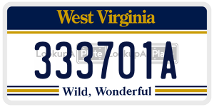 333701A  license plate in WV